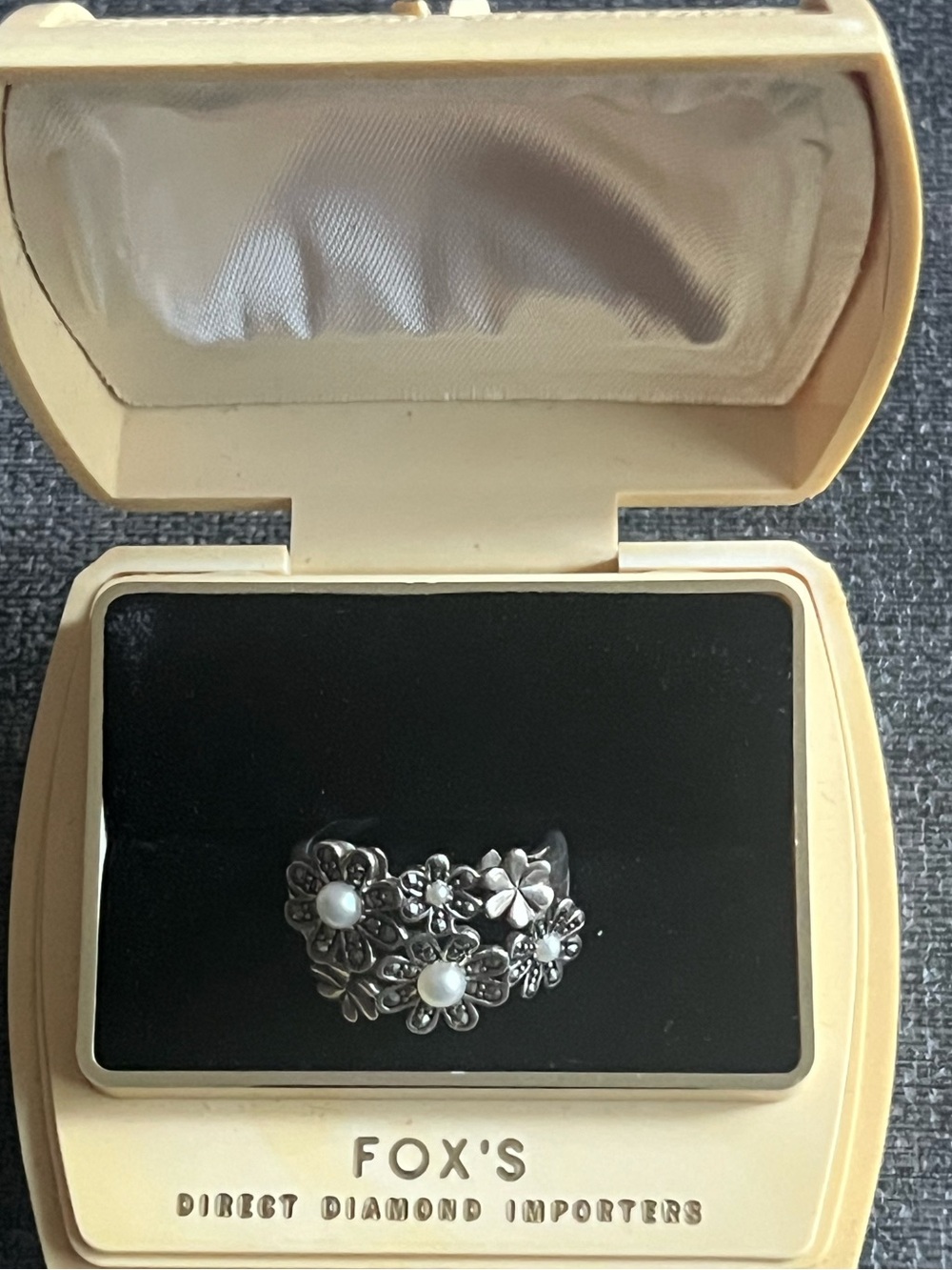 925 flower and pearl ring